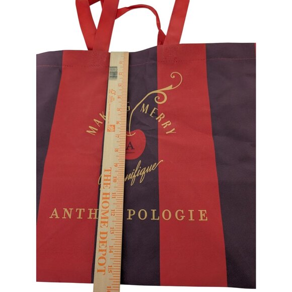 Anthropologie Making Merry Christmas Holiday Reusable Tote Bag Eco Sustainable - Picture 8 of 8